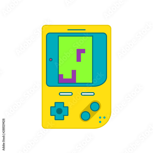 Vintage portable video game with tetris vector.video game flat design