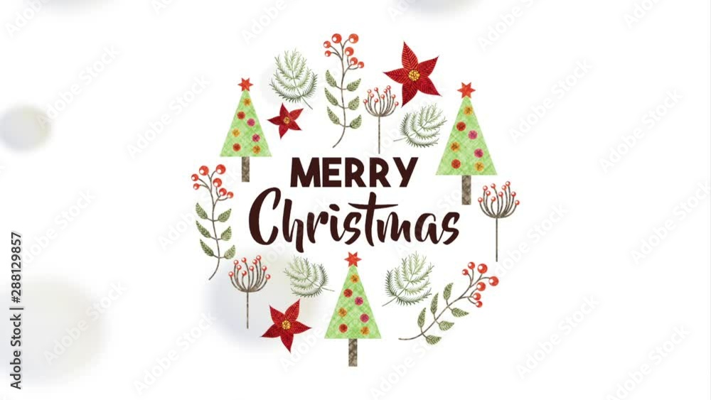 happy merry christmas card with leafs crown and stars happy merry christmas card with leafs crown and stars