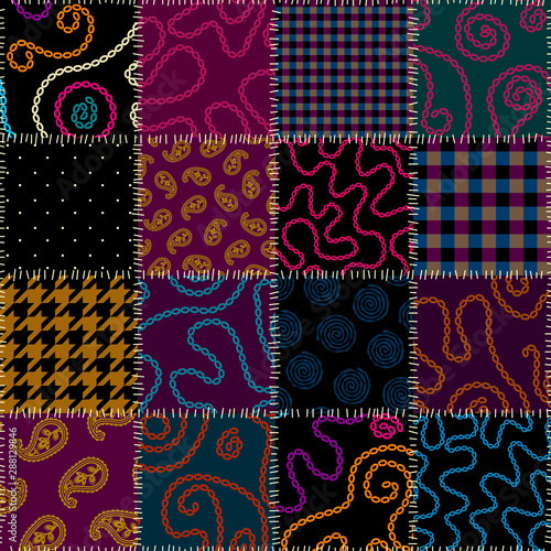 Patchwork textile pattern. Seamless quilting design background.