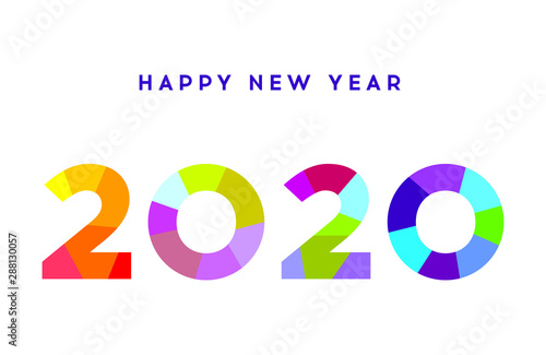 Happy New Year 2020. Modern 2020 Text Design. Vector New Year illustration.