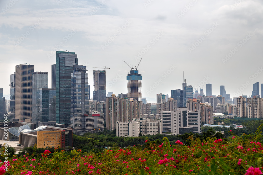 View of the modern city from the mountain View of the modern city from the mountain