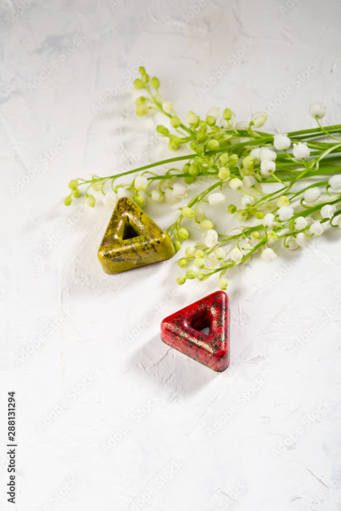 Chocolate bonbons set and flowers Chocolate bonbons set and flowers