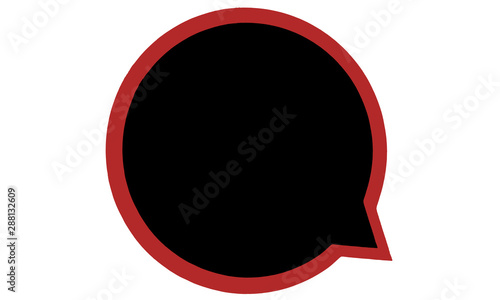 Rounded frame blank for the words or speech of the hero in the comics. Black color framed by red.