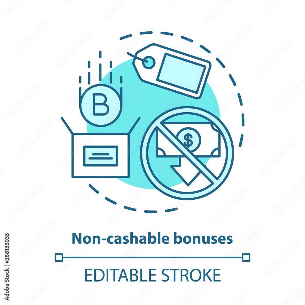 Non cashable bonuses concept icon. Cryptocurrency, electronic currency idea thin line illustration. E Payment and cashless transaction. Vector isolated outline drawing. Editable stroke