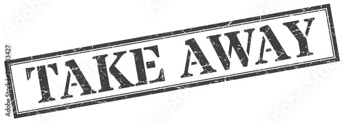 take away stamp. take away square grunge sign. take away