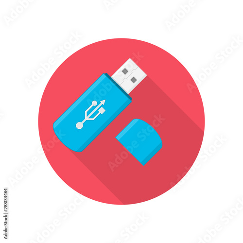 USB Flash Drive icon isolated on white background. Memory Stick icon in flat style. Vector illustration EPS 10.