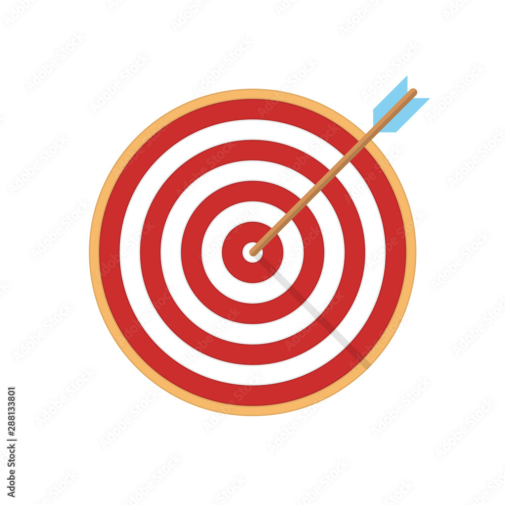 Target arrow flat icon. Arrow hitting target. Business concept. Target arrow flat icon. Arrow hitting target. Business concept.