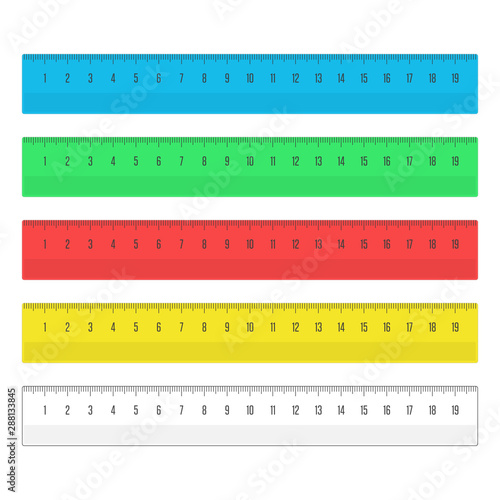 Rulers set in realistic style. Plastic rulers collection. Measure tools equipment isolated on white background. Measurement in CM. Vector illustration EPS 10.