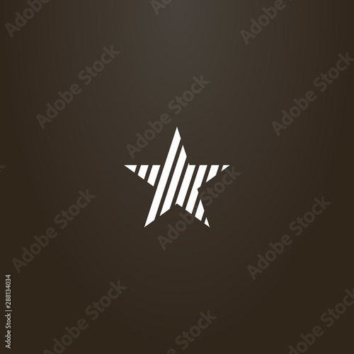 white sign on a black background. simple vector flat art outline sign of a striped star