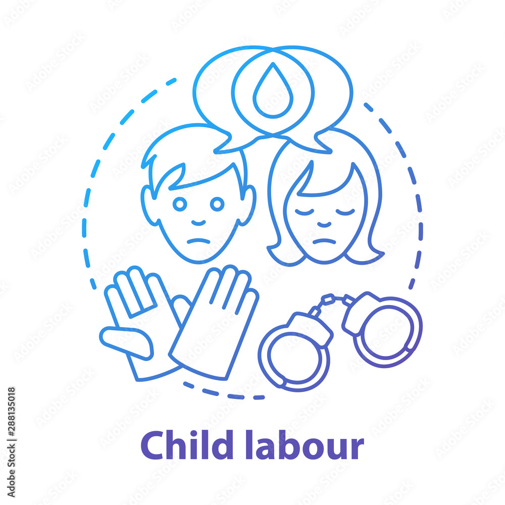 Child labour concept icon. Children exploitation & labor idea thin line ...