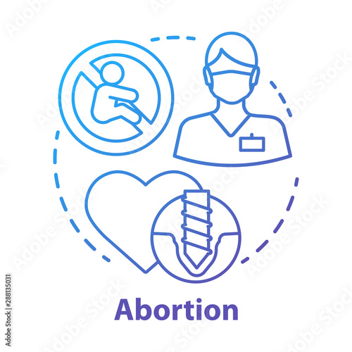 Medical abortion concept icon. Miscarriage idea thin line illustration. Infertility problem. Pregnancy loss. Fetal death. Pregnancy termination. Vector isolated outline drawing