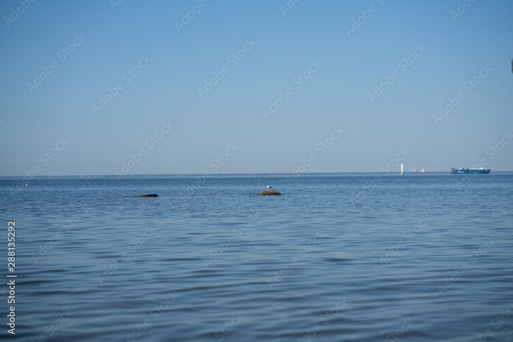 Blue beautiful sea with nobody. freedom, sky and water.