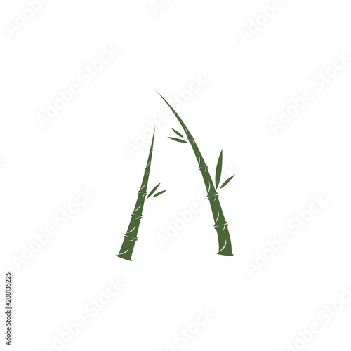 Fototapeta Naklejka Na Ścianę i Meble -  Bamboo with green leaf logo