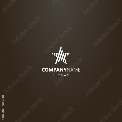 white logo on a black background. simple vector flat art outline logo of a striped star