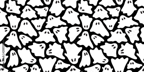 Ghost seamless pattern Halloween vector spooky camouflage scarf isolated repeat wallpaper tile background devil evil cartoon illustration doodle gift wrap paper design