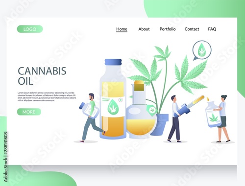 Cannabis oil vector website landing page design template
