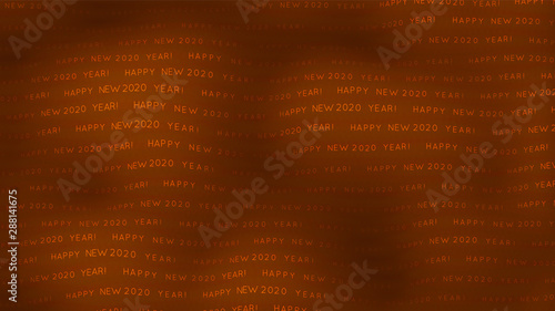 Vector text wave background. Happy New Year 2020. Warped text strings for backdrop of you design. Winter holiday texture.