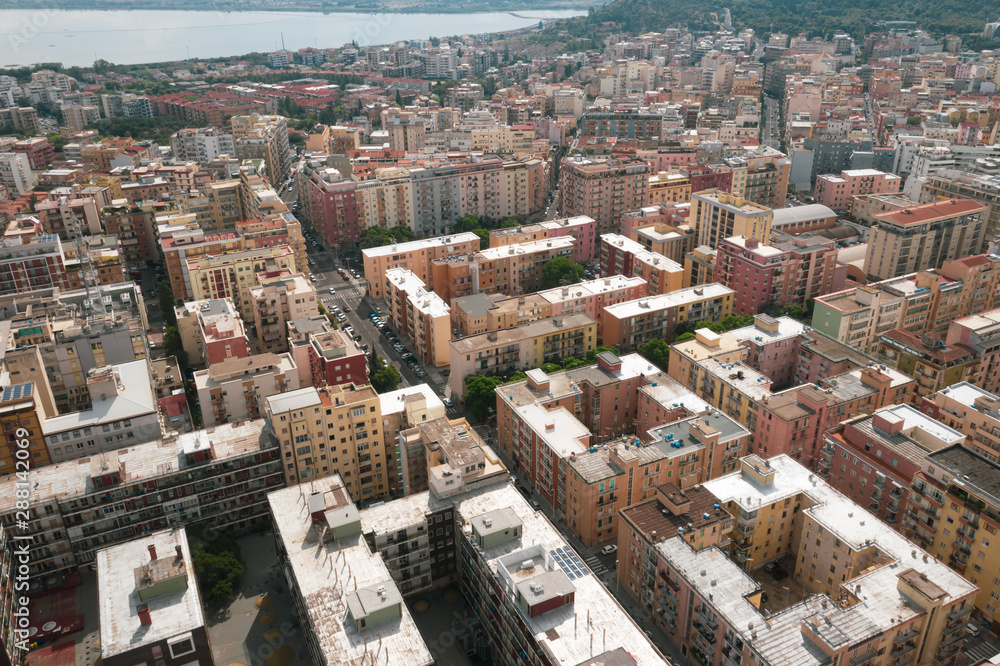 Drone View of an Italian City showing up the downtown . Drone View of an Italian City showing up the downtown .