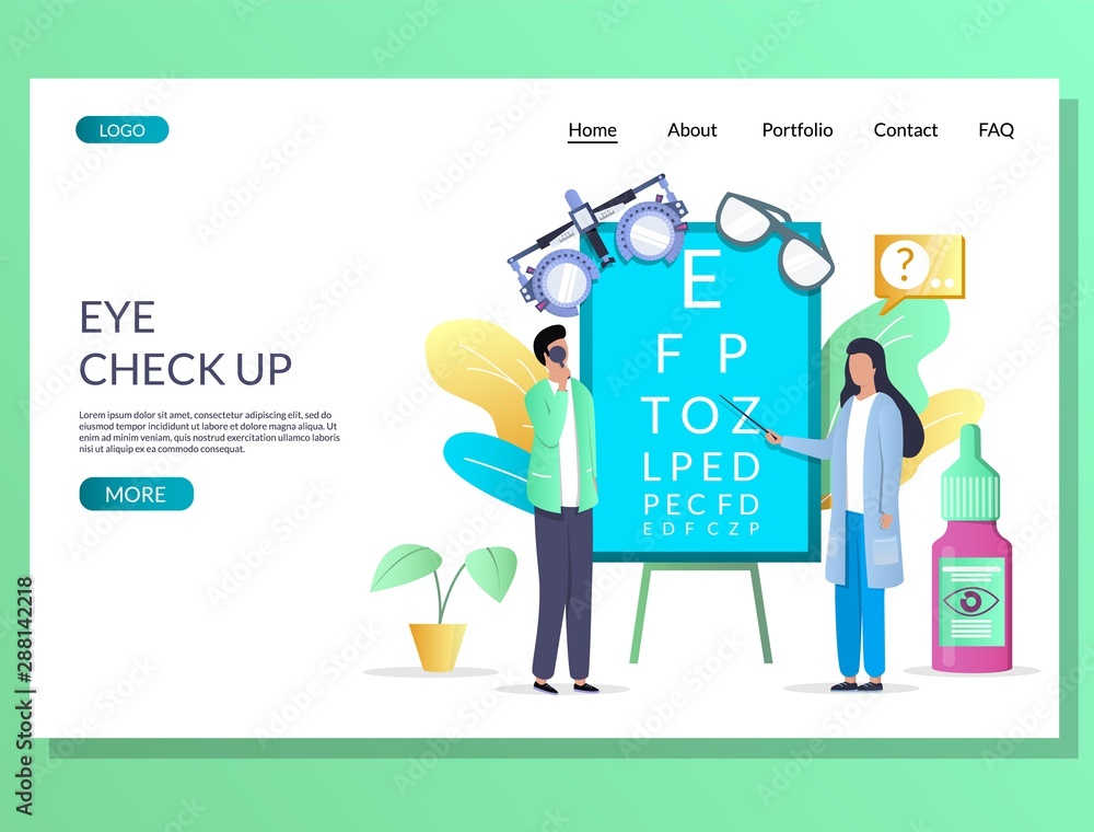 Eye check up vector website landing page design template Eye check up vector website landing page design template