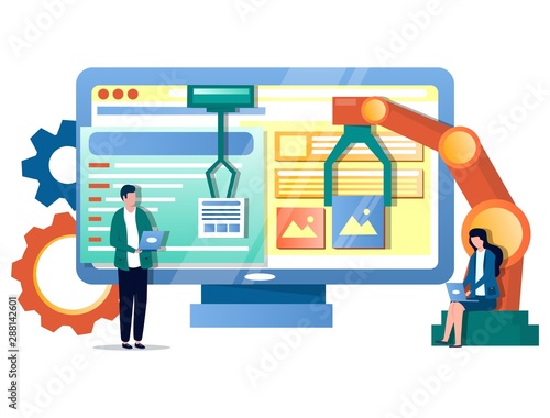 IT process automation vector concept for web banner, website page