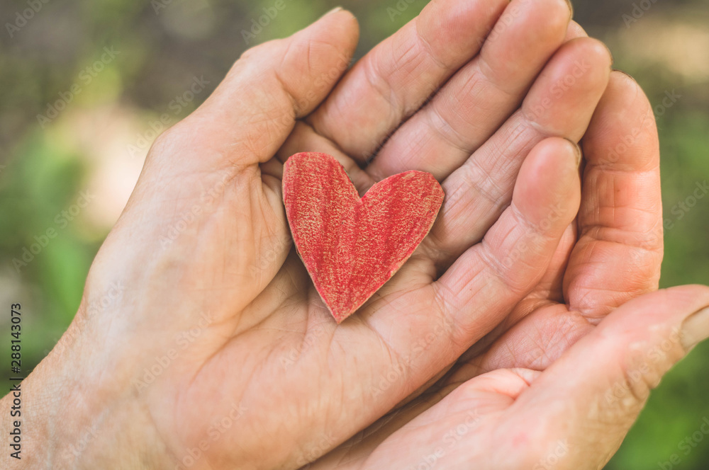 Old hand grandmother hold heart. Concept idea of love family protecting elderly people grandmother friendship togetherness relationship Old hand grandmother hold heart. Concept idea of love family protecting elderly people grandmother friendship togetherness relationship