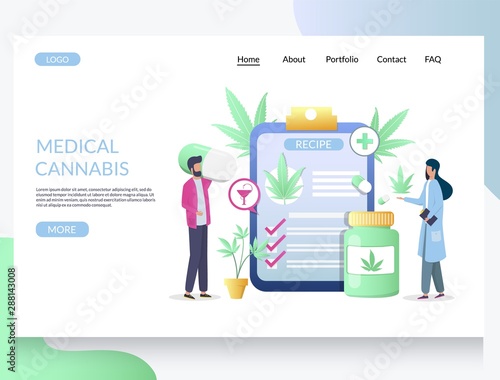 Medical cannabis vector website landing page design template