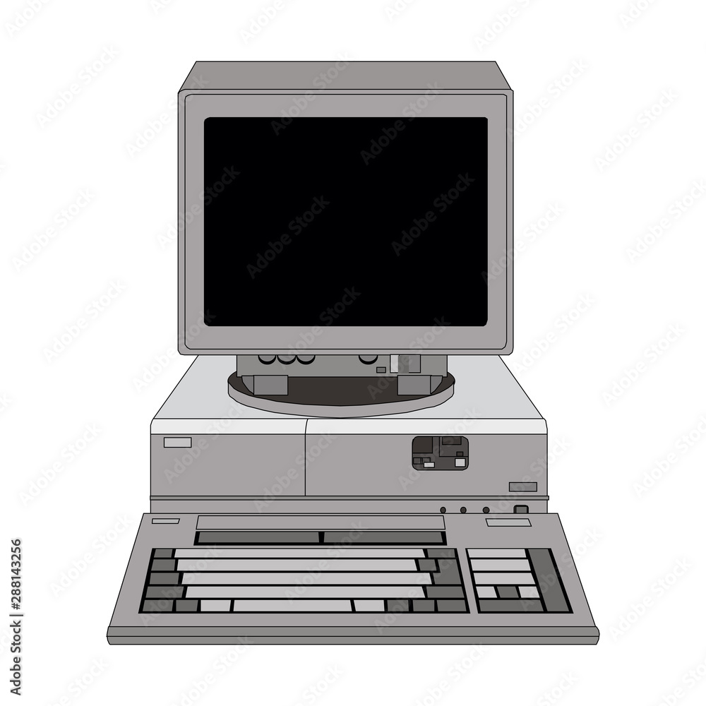 old computer unit with a monitor on a white background old computer unit with a monitor on a white background