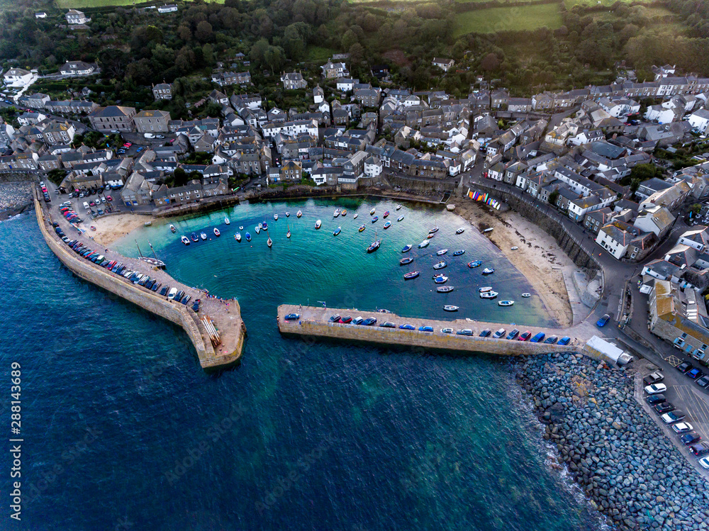 Aerial View of Mousehole Harbour Cornwall