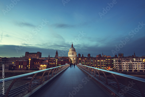 Millenium Bridge, with St. Paul's Cathedral, UK