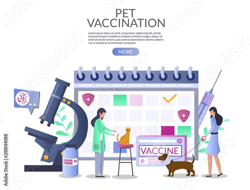Pet vaccination web banner template, vector illustration