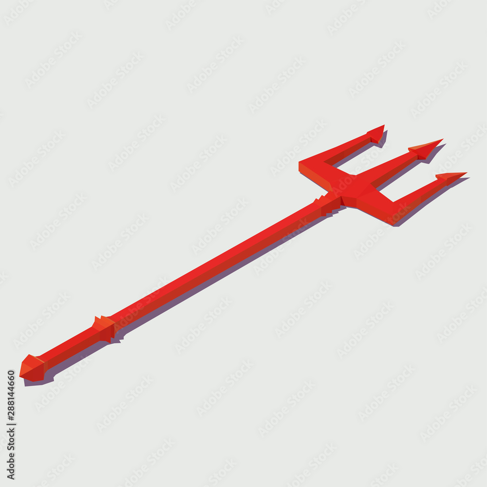 Vector isometric trident of the devil. Illustration for Halloween. Vector isometric trident of the devil. Illustration for Halloween.
