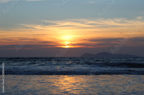 Sunset in Samil Beach, near Vigo city in Spain