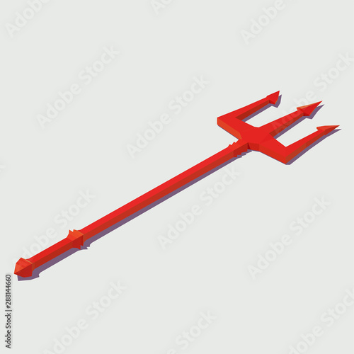 Vector isometric trident of the devil. Illustration for Halloween.