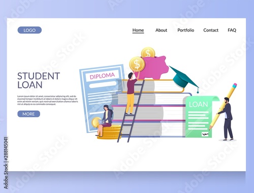 Student loan vector website landing page design template