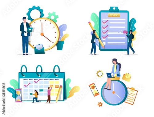Task management concept vector isolated illustration set