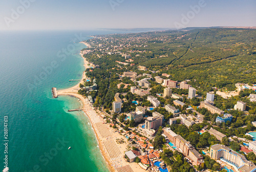 Panoramic view on Varna beach on Black sea in Bulgaria. 2019 photo