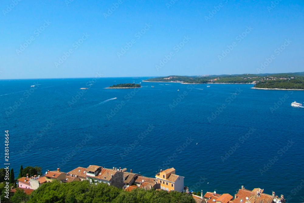 Beautiful view of the ancient city and the port of the Adriatic sea.