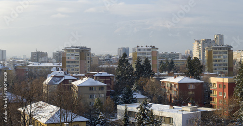 Snow in the city of Sofia, Bulgaria