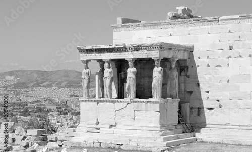 Columns in the Acropolis of Athens, in Greece