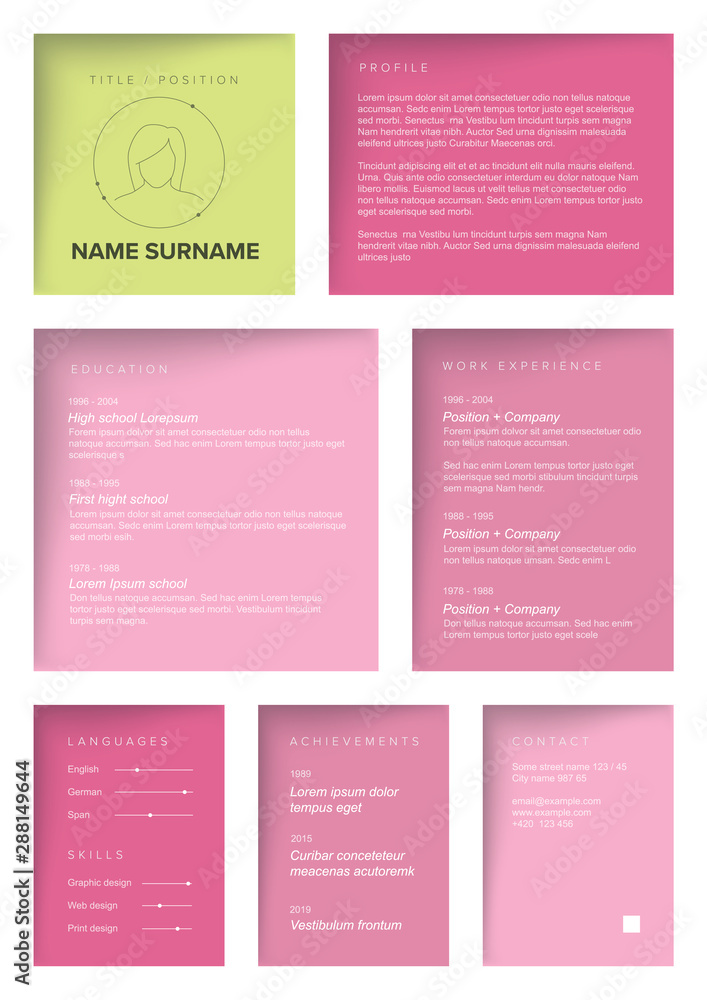 Minimalist resume cv template for women