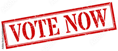 vote now stamp. vote now square grunge sign. vote now