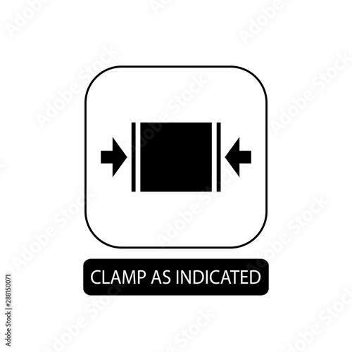 Clamp as indicated sign. Flat packaging symbol. Mail box icon isolated on white. Vector illustration