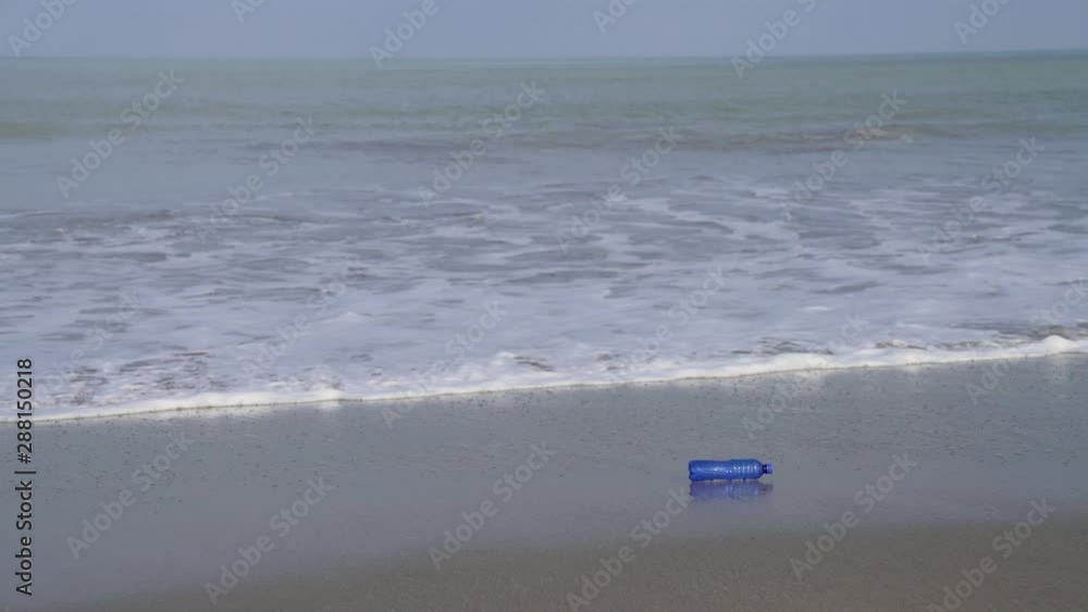 Blue plastic bottle in the Pacific Ocean in South America. 4K Video footage Blue plastic bottle in the Pacific Ocean in South America. 4K Video footage