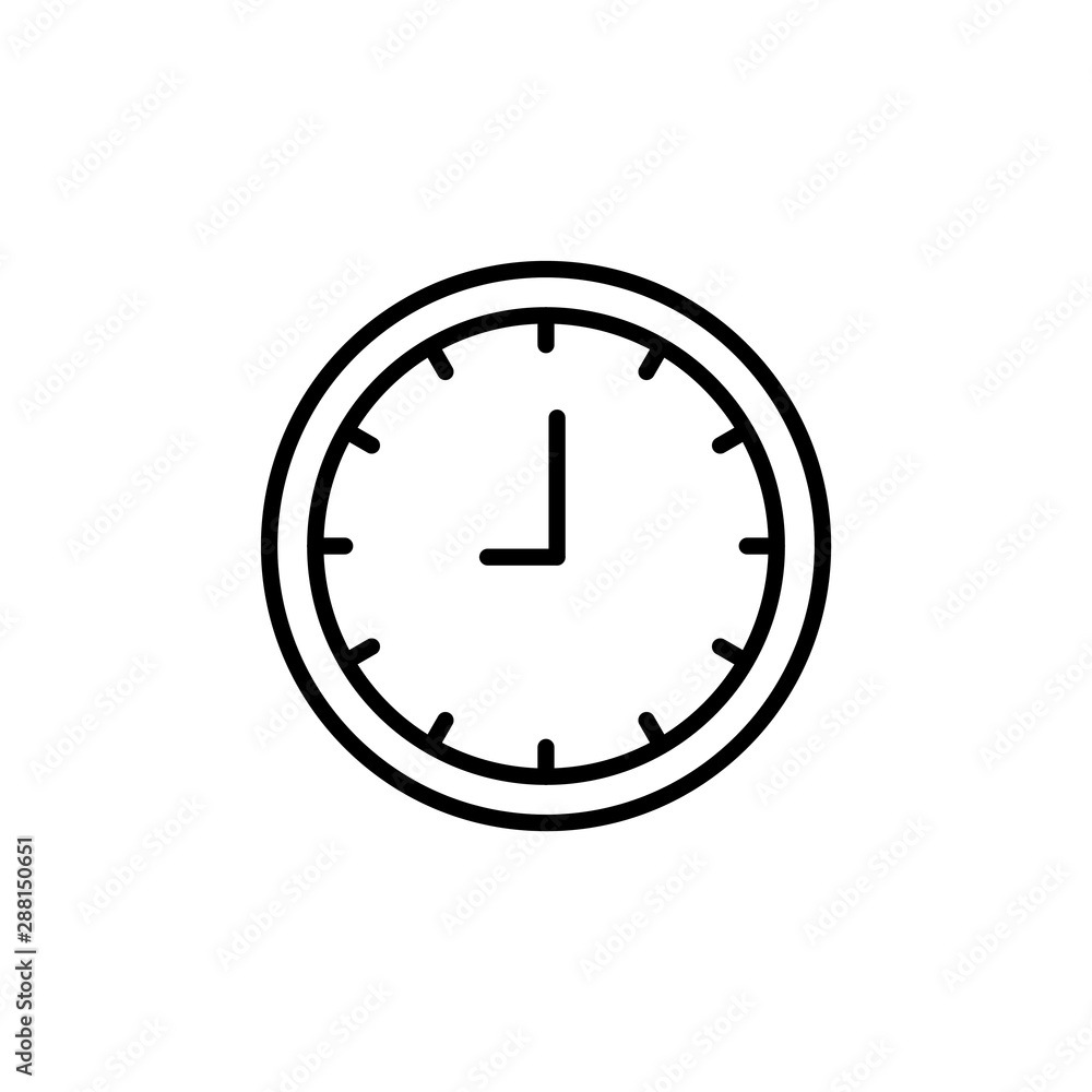 Clock line icon isolated on white background. Black and white simple watches. Time concept. Vector illustration Clock line icon isolated on white background. Black and white simple watches. Time concept. Vector illustration