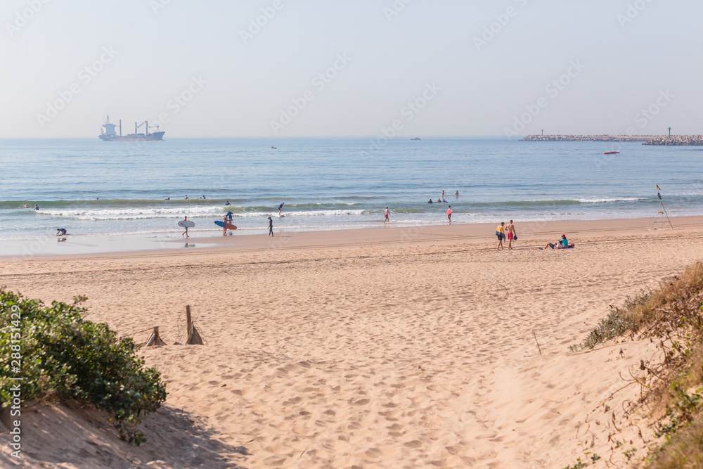 Fototapeta premium Durban Beach Ocean Holidays Surfing Swimming Ship Port Entry Landscape