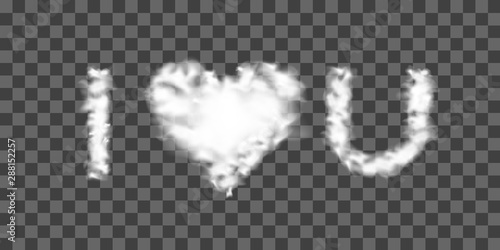 A love heart shapes of white clouds