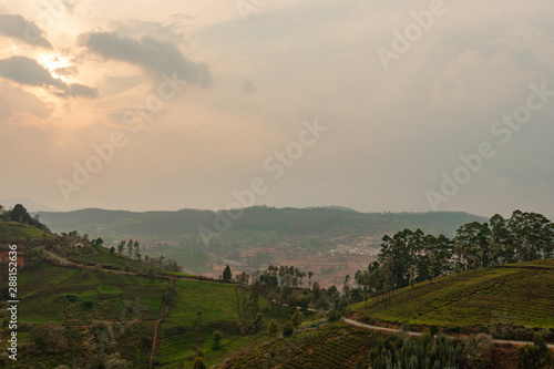 Road isolated in hills towards city