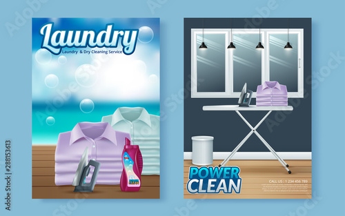 Vector Laundry Service Flyer Magazine Cover, Poster Template