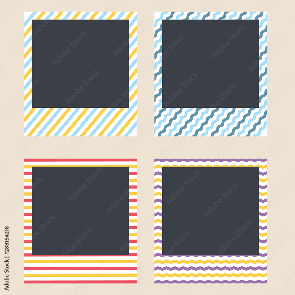 Geometric frames for snapshots. Photo frames with straight, sharp and wavy lines. Set of photo card templates for photos. Minimalism. Editable Vector Illustration Geometric frames for snapshots. Photo frames with straight, sharp and wavy lines. Set of photo card templates for photos. Minimalism. Editable Vector Illustration