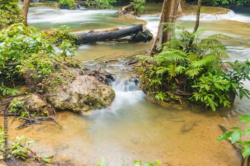 Huai Mae Khamin Waterfalls in Tropical Rainforest at Kanchanaburi Province  Thailand